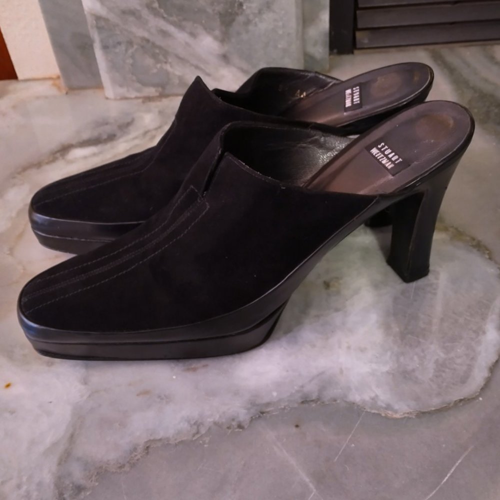 Stuart Weitzman Black Suede Slip On Wedges Slippers, 8.5A